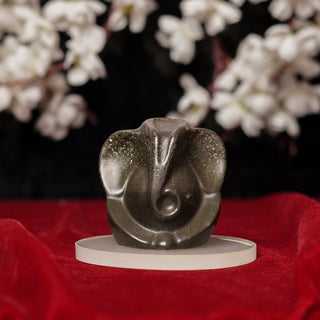 Lord Ganesha Pyrite Idol With Selenite Base