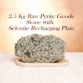 2.5 Kg Raw Pyrite Geode Stone With Selenite Recharging Plate