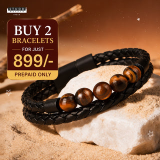 Tiger Eye Vegan Leather Bracelet Pack of 2