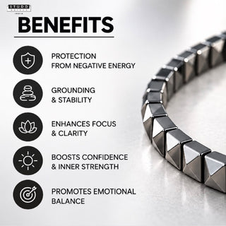 Silver Hematite Pyramid Bracelet