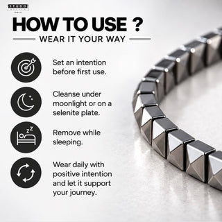 Silver Hematite Pyramid Bracelet