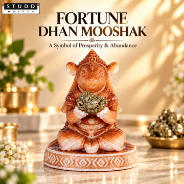 Fortune Dhan Mooshak with Natural Pyrite