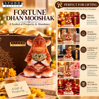 Fortune Dhan Mooshak with Natural Pyrite
