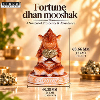 Fortune Dhan Mooshak with Natural Pyrite