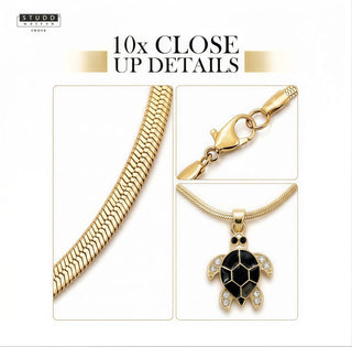 Black Turtle Pendant - 24k Gold Tone Plated [ With Chain ]