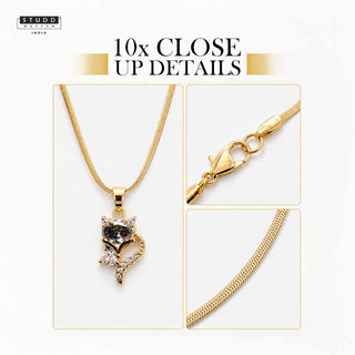 Wisdom Fox Pendant - 24k Gold Tone Plated [ With Chain ]