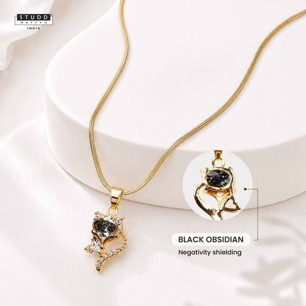 Wisdom Fox Pendant - 24K Gold Plated [ With Velore Snake Chain]