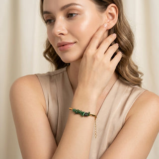 Alchemy Green Aventurine Crystal Rice Chain Bracelet — 24K Gold Tone