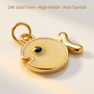 Yellow Fish Pendant - 24K Gold Tone