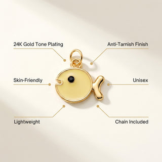 Yellow Fish Pendant - 24K Gold Tone