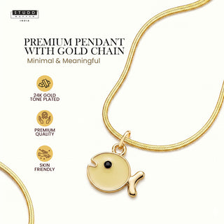 Yellow Fish Pendant - 24k Gold Tone Plated [ With Chain ]