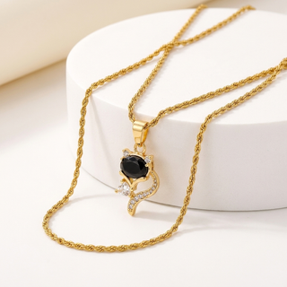 Wisdom Fox Pendant on Rope Chain 2 mm