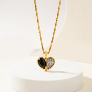 Dual Energy Heart Pendant on Rice Chain