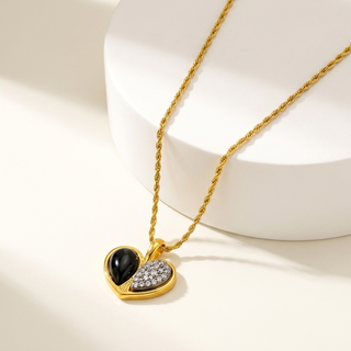 Dual Energy Heart Pendant on Rope Chain 2 mm