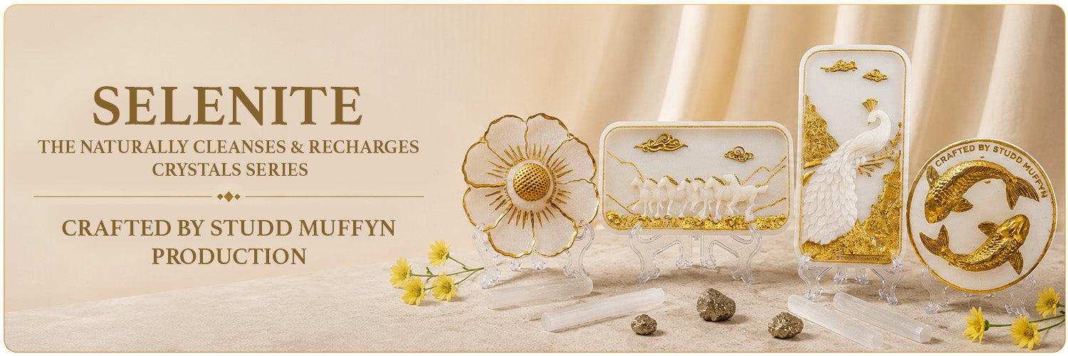Selenite crystal series banner