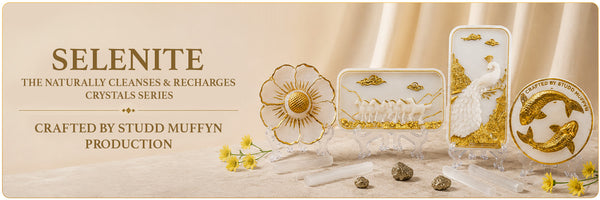 Selenite crystal series banner