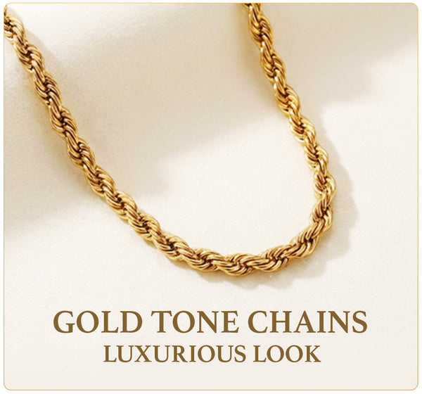 Gold tone chains luxurious look