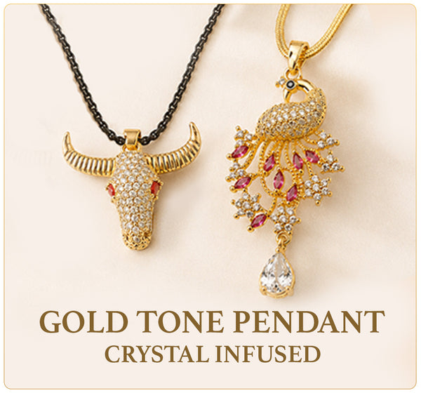 Gold tone pendant crystal infused