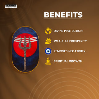 Mahadev Trishul Pyrite Frame [ Capsule Shape ]