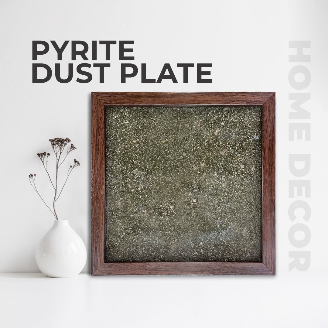 Money Magnet Pyrite Dust Plate (with complementary wooden frame)