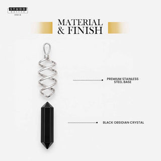 Pyrite and Obsidian Crystal Pencil Pendant with Chain