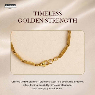 Pyrite Crystal Rice Chain Bracelet