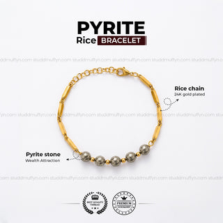 Pyrite Crystal Rice Chain Bracelet