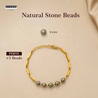 Pyrite Crystal Rice Chain Bracelet