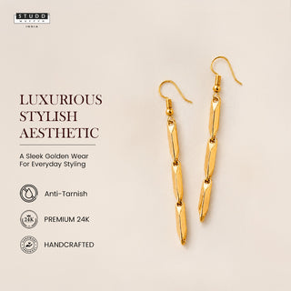 Classic Rice Trio Earring - 24k Gold Plated