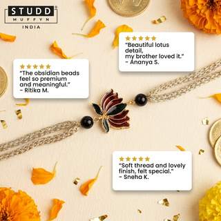 Divine Lotus Obsidian Crystal Rakhi