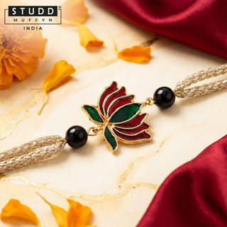 Divine Lotus Obsidian Crystal Rakhi