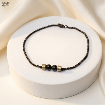 Richie Rich Anklet — Pyrite & Black Obsidian Crystal Anklet
