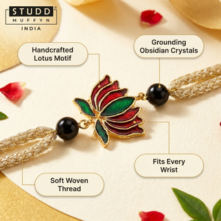 Divine Lotus Obsidian Crystal Rakhi
