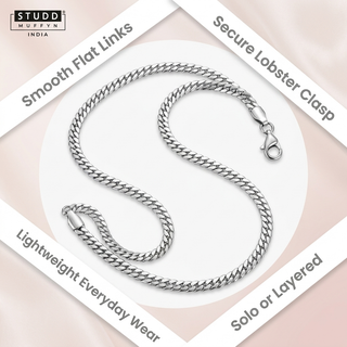 Silver flat curb chain with USP callout chips around it