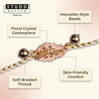 Hematite Blossom Rakhi with benefit callout chips