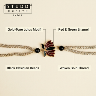 Divine Lotus Obsidian Crystal Rakhi