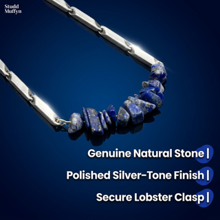 Macro craftsmanship proof of the Lapis Lazuli necklace finish with quality claims