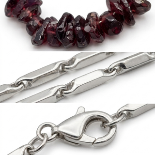 Sharp macro crops of the Garnet chips and chain links