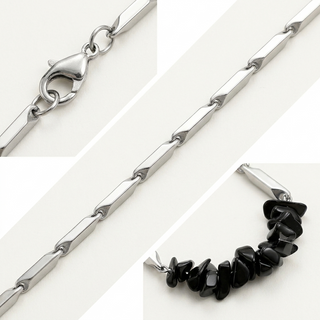 Pure macro detail of the pendant and Obsidian crystal setting