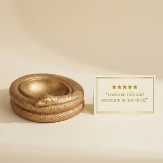 Serpent money bowl with a five-star customer review layout