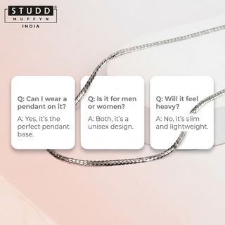 FAQ cards for the silver flat curb chain