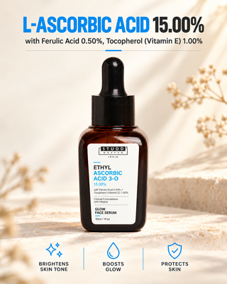 Studd Muffyn L-Ascorbic Acid 15% Glow Face Serum 30ml with Ferulic Acid 0.5% and Vitamin E 1%