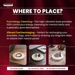 Selenite Coaster with Gold Waves