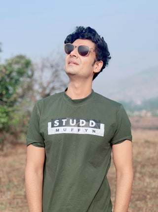Studd Muffyn T-shirt Olive Green with Bold Logo-  Size M
