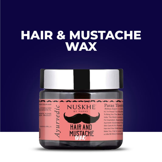 Nuskhe by Paras Hair and Mustache Wax -60 Gram |Slickly & frizz free beard and Hair| Bouncy Hair | Aloe Vera | Argan Oil | Avocado | Bhringraj
