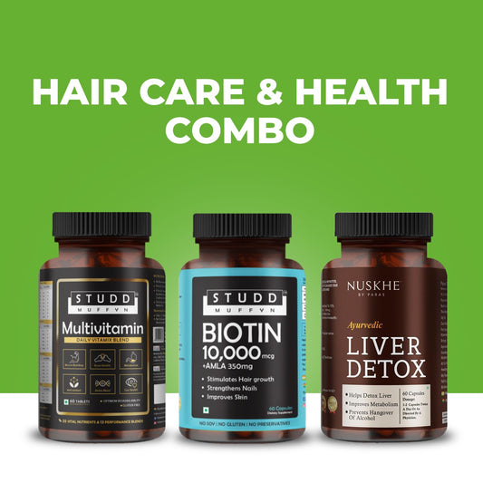 Hair Care and Health Combo - Biotin Amla 1000mcg, Multivitamin and liver Detox