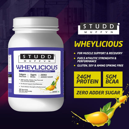 Studd Muffyn Wheylicious ,Concentrate Protein ( Mango -1KG / 2 KG )