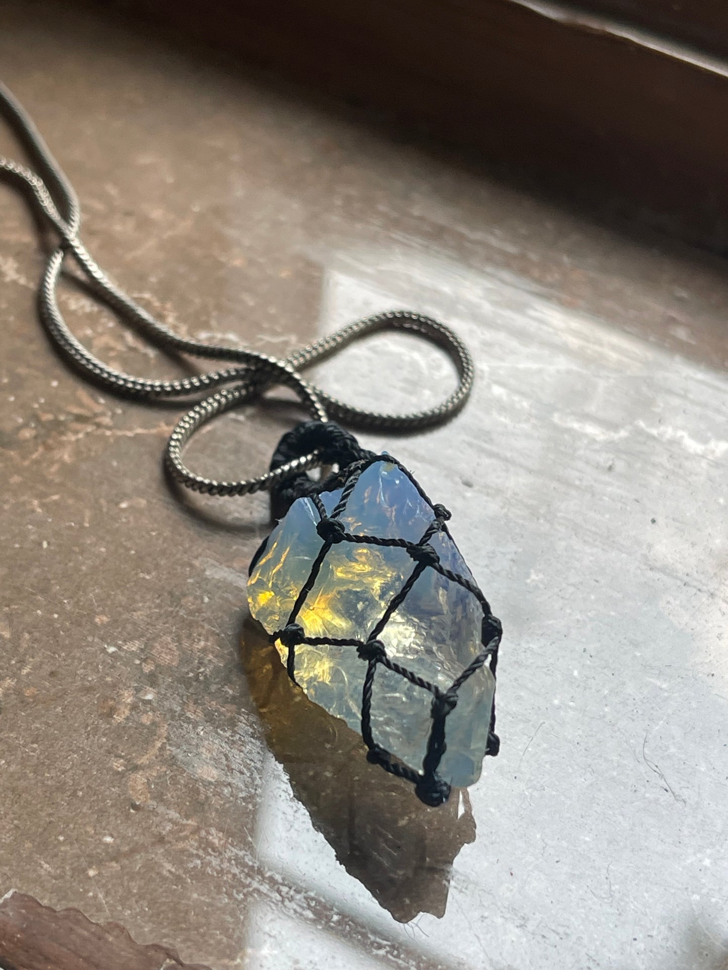 Opalite Mesh Weave Crystal Pendant (Chain not included)